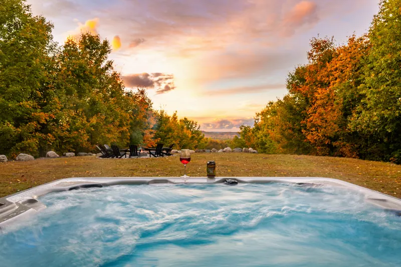 Hot tub at sunset